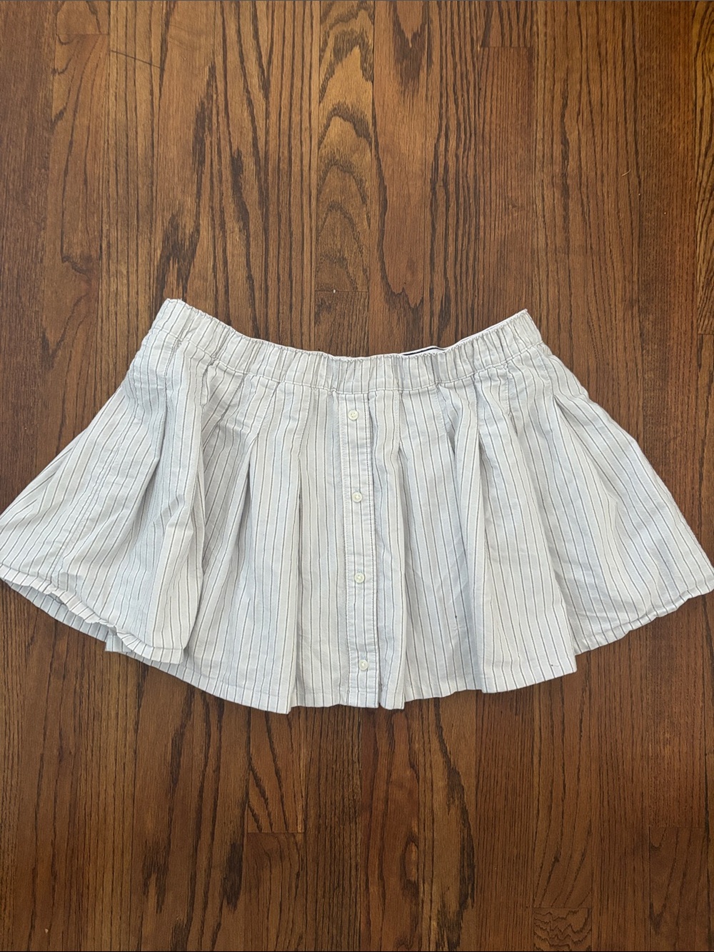 Aerie Striped Button-Front Mini Skirt in Light Blue & White